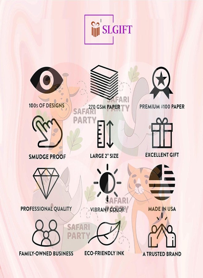 SLGIFT ملصقات فينيل لحفلات السفاري من SLGIFT، ملصقات فينيل ذاتية اللصق، 40 قطعة، ملصقات دائرية 2 × 2 بوصة، 4 تصاميم فريدة، R178 - Image 5